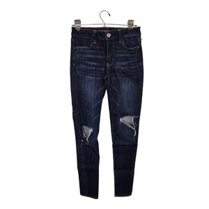 American Eagle Outfitters Dark Blue Distressed Skinny Jeans